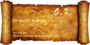 Orendi Karsa névjegykártya